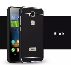 Луксозен алуминиев бъмпър с огледален гръб за Huawei Honor 5x черен